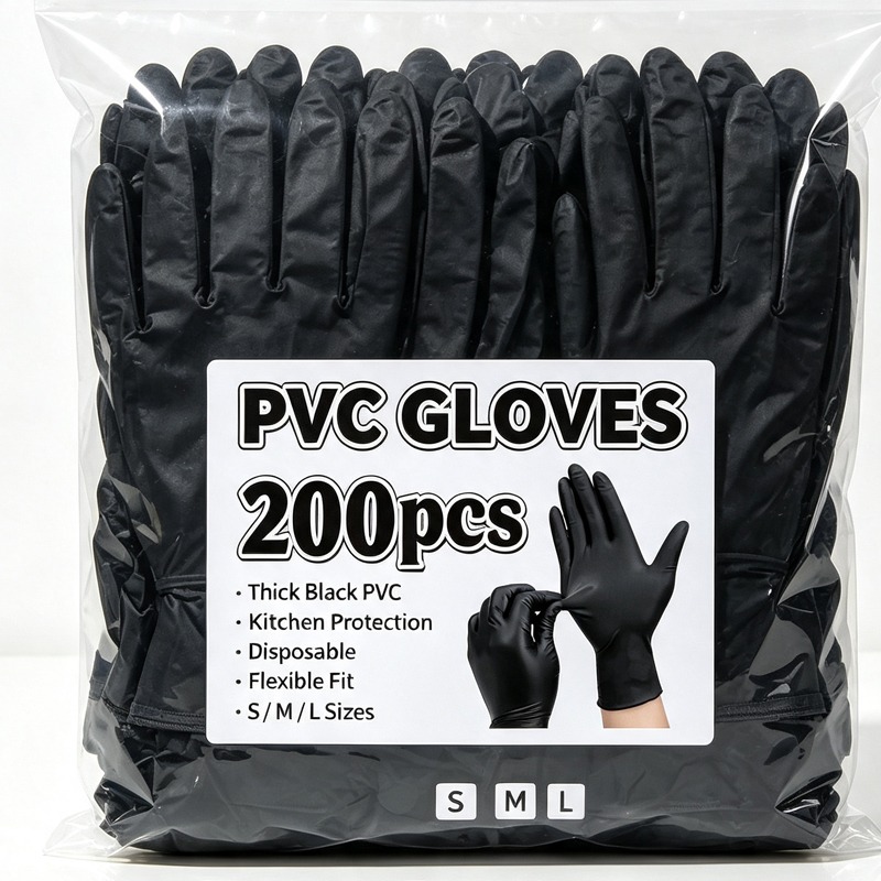 Latex Disposable Glove - Luvas Pretas Descartáveis Unissex Sem Látex