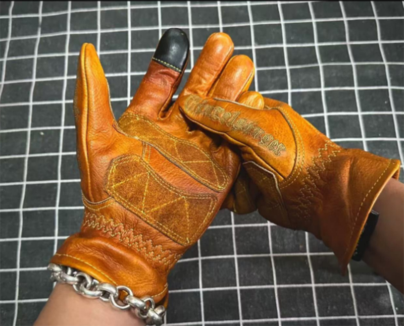 Motorcycle Glove Knuckle - Feito à mão de couro genuíno